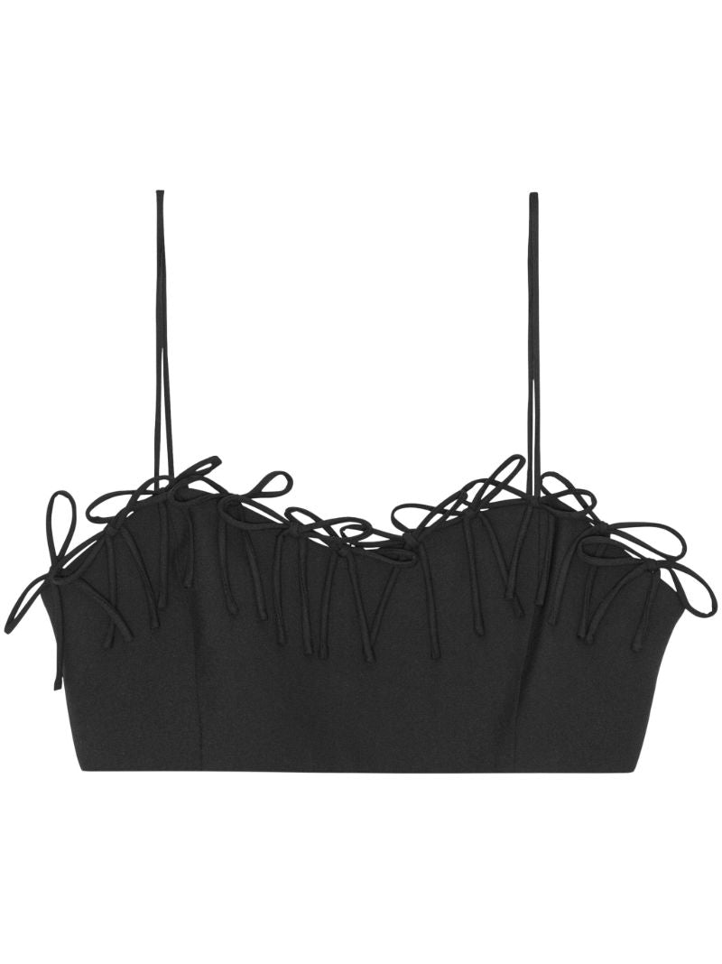 Black Bow-embellished Crop Top