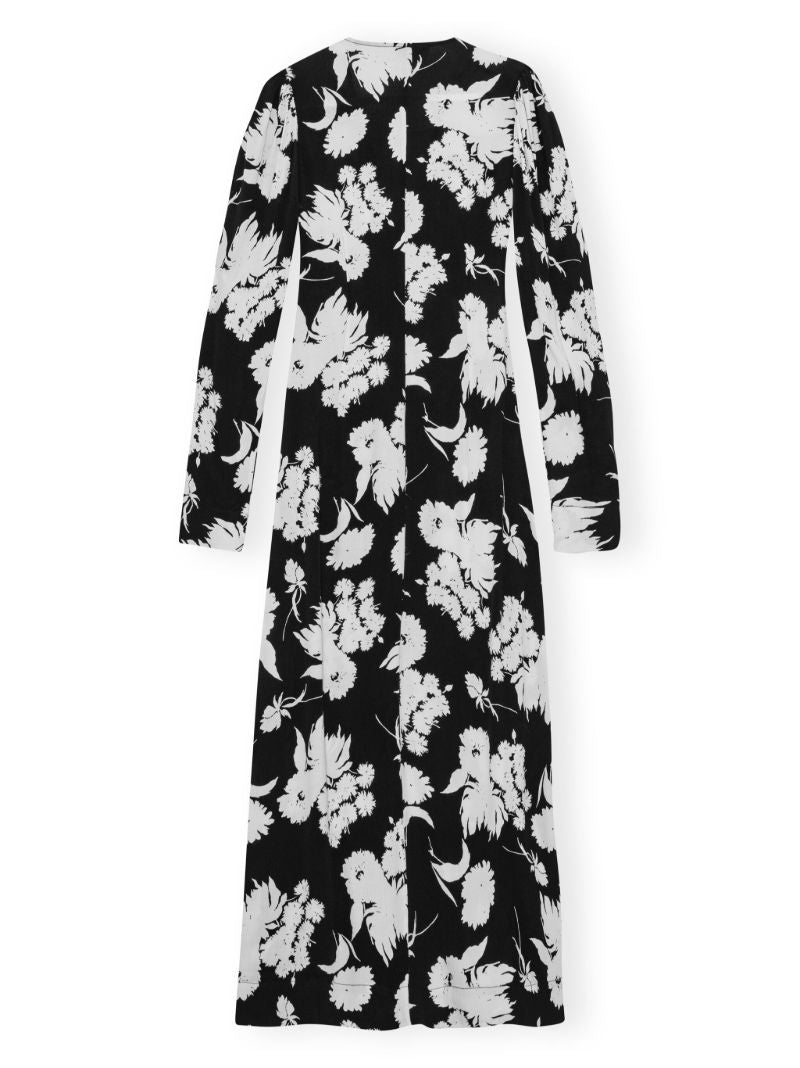 Black and White Floral-print Dress