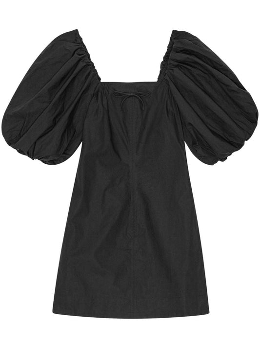 Black Puff-sleeve Mini Dress