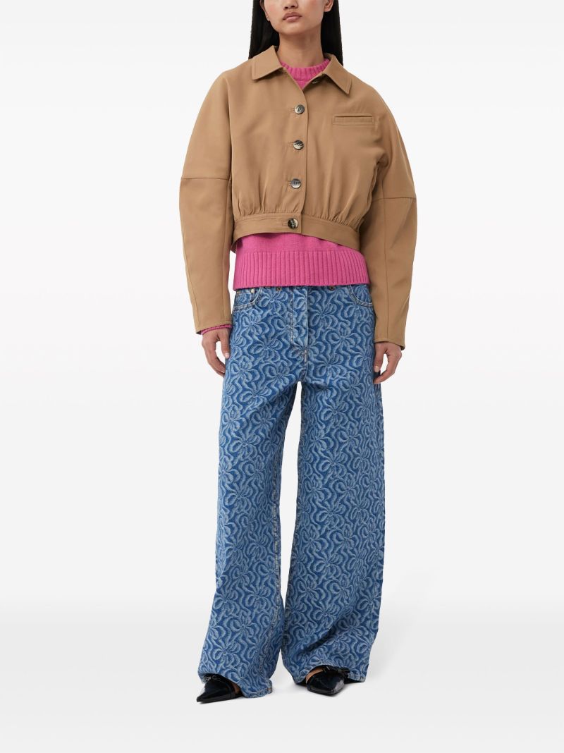 Brown Button-up Cropped Jacket