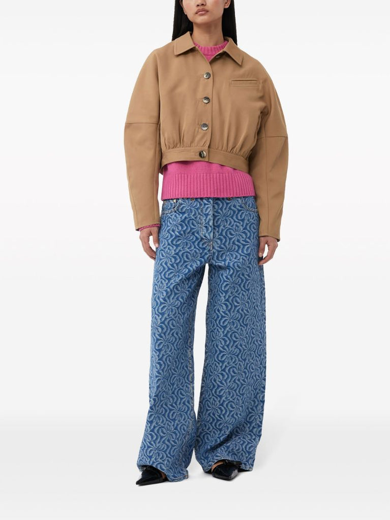Brown Button-up Cropped Jacket