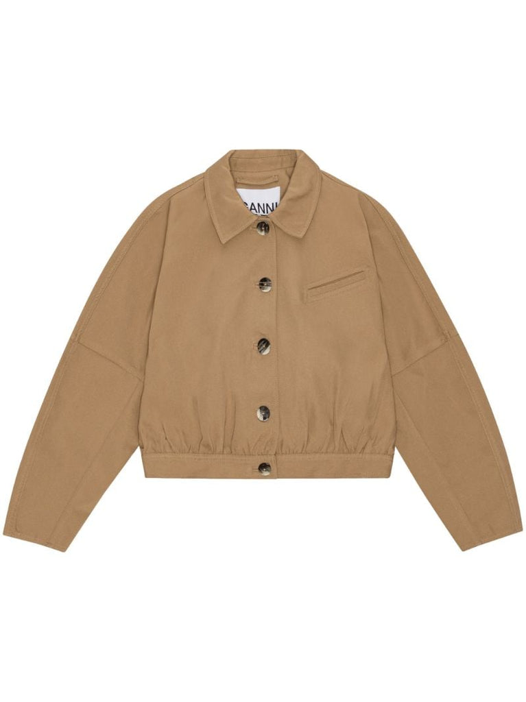 Brown Button-up Cropped Jacket