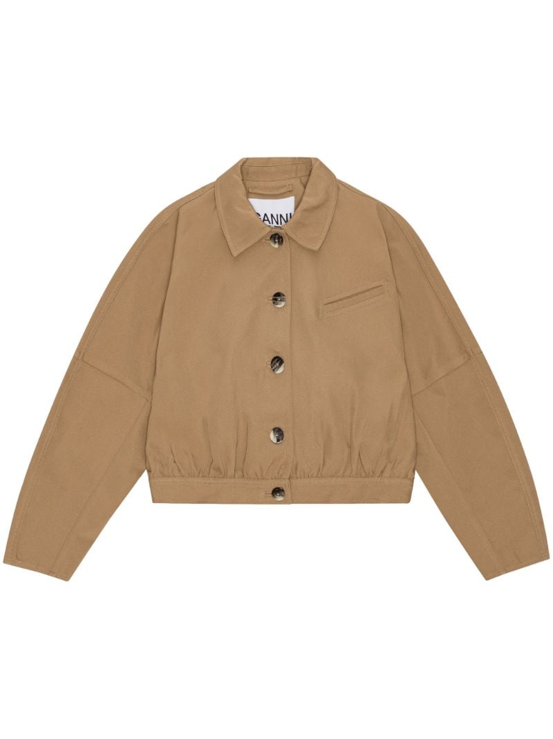Brown Button-up Cropped Jacket
