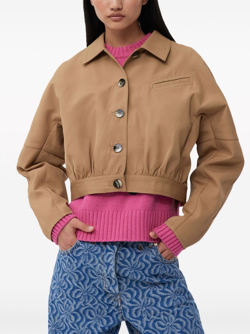 Brown Button-up Cropped Jacket