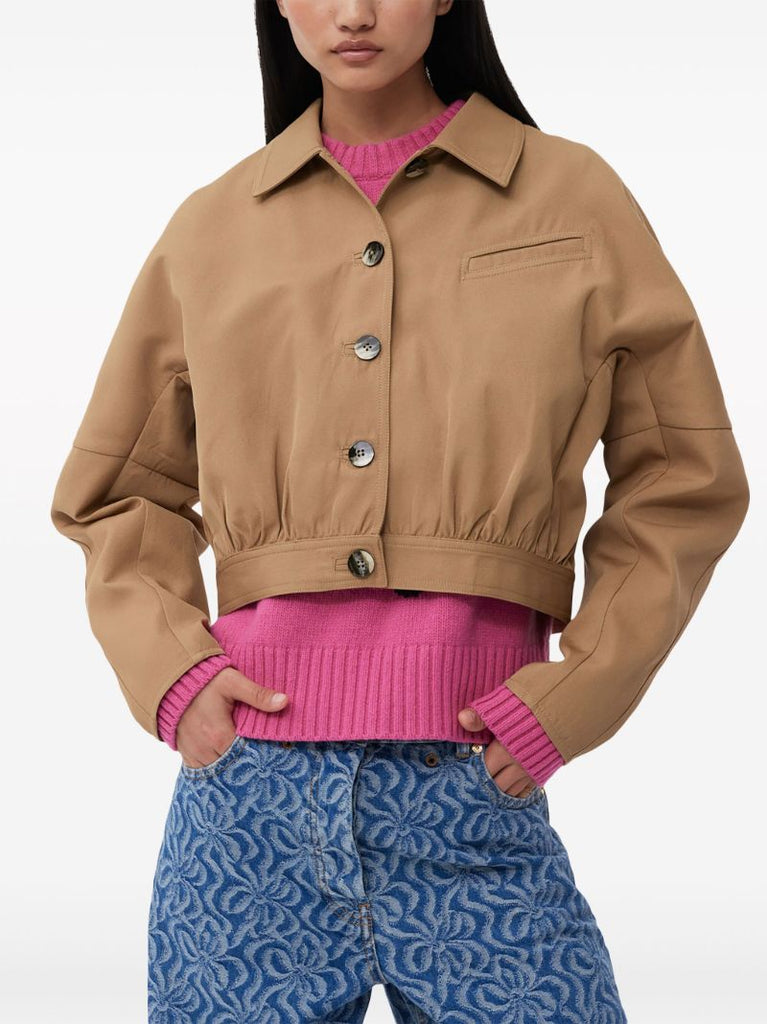 Brown Button-up Cropped Jacket