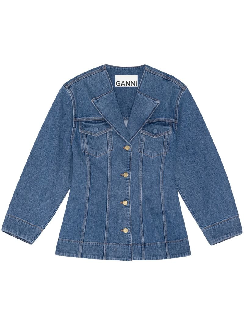 Blue Single-breasted Denim Blazer