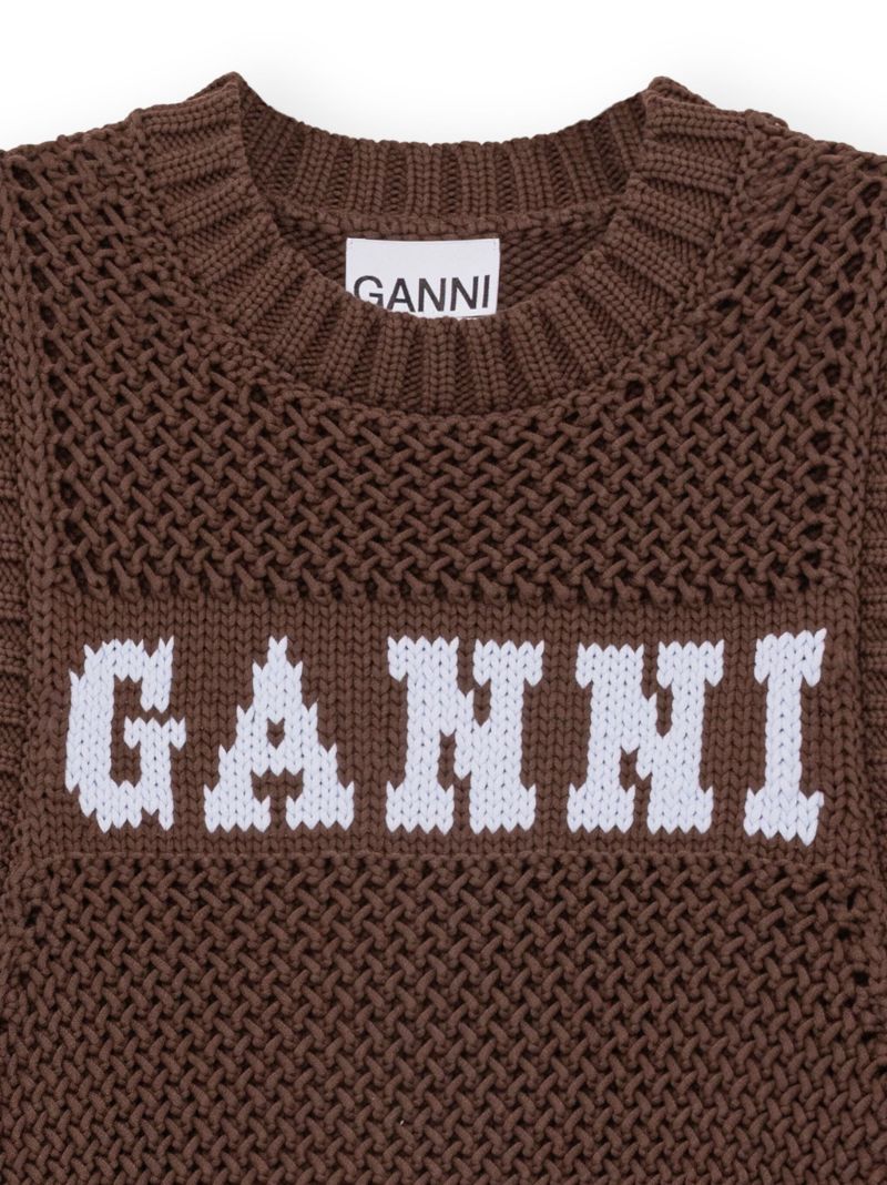 Brown Logo-embroidered Knitted Vest