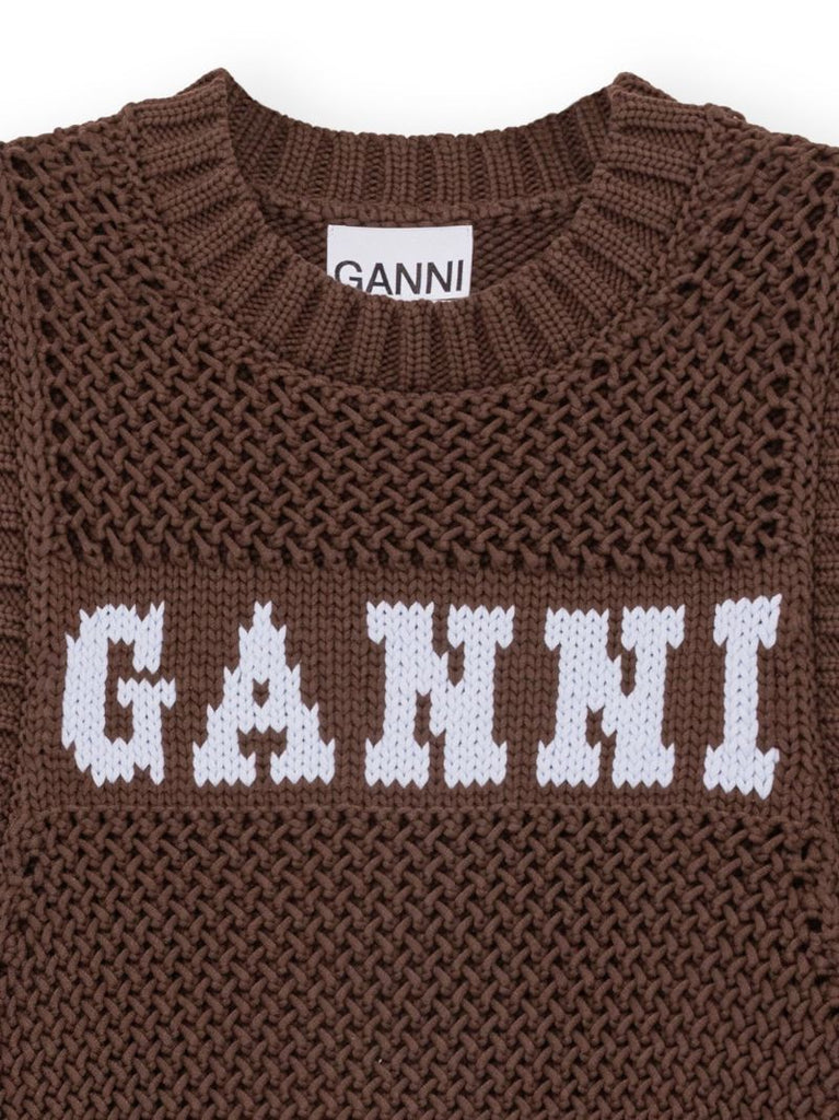 Brown Logo-embroidered Knitted Vest