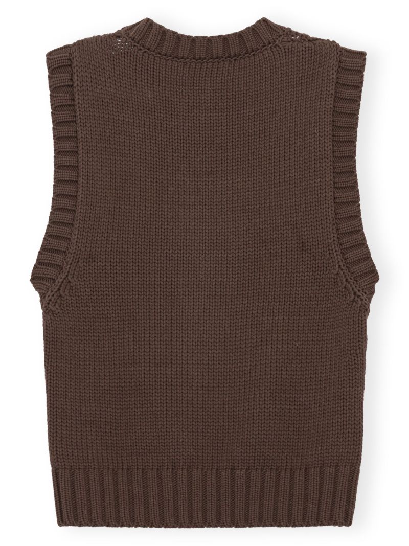 Brown Logo-embroidered Knitted Vest