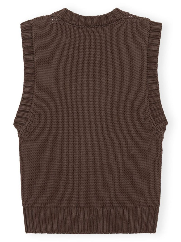 Brown Logo-embroidered Knitted Vest