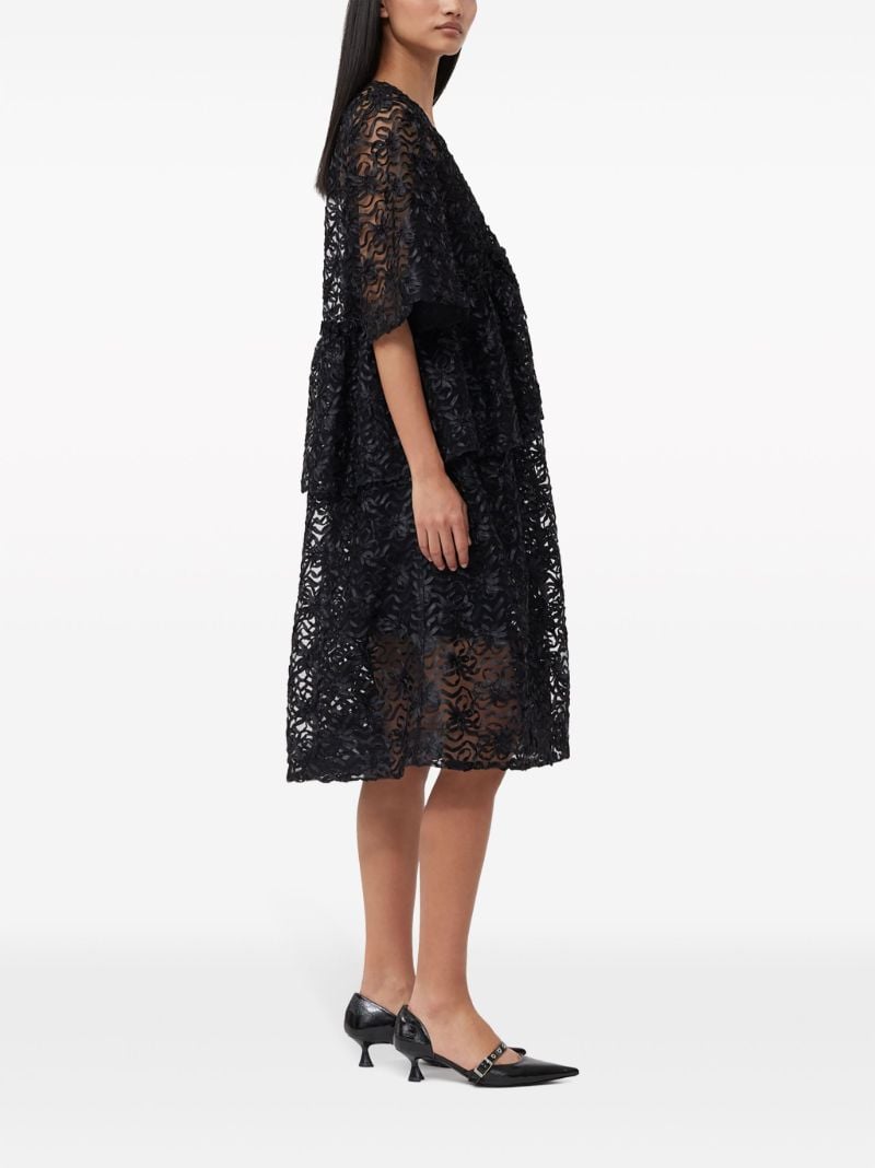 Black Floral-lace Midi Dress