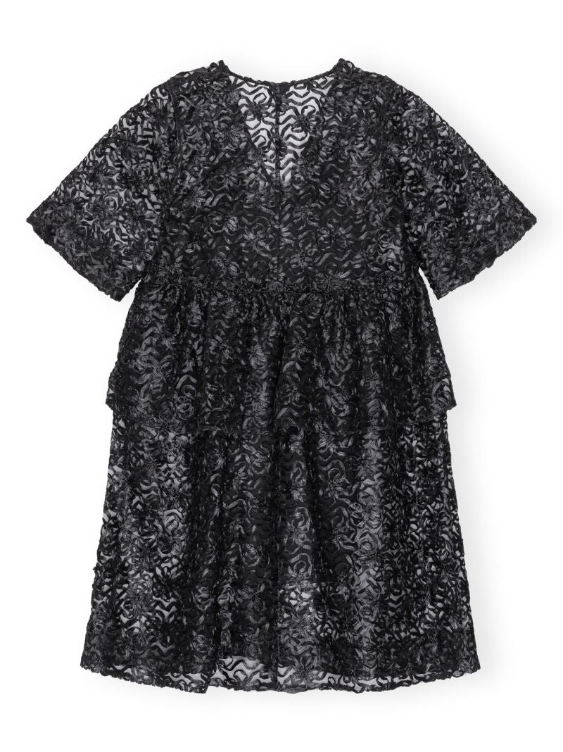 Black Floral-lace Midi Dress