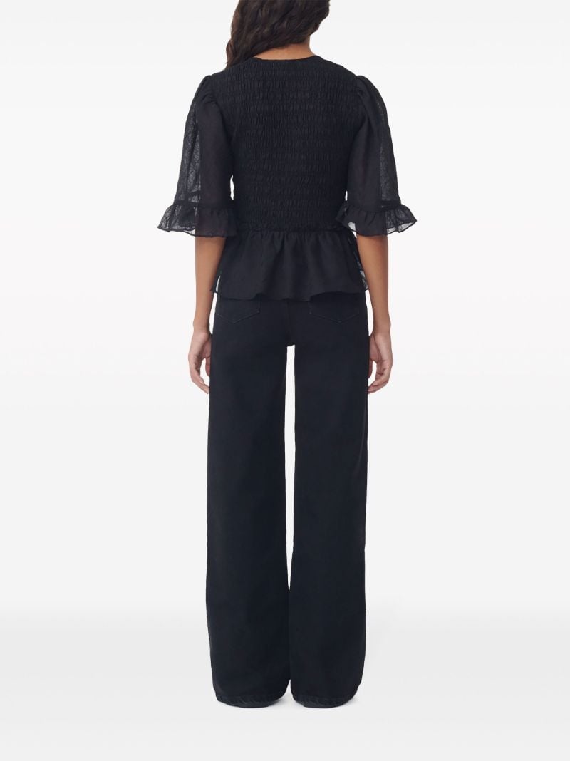Black Crinkled Smocked Top