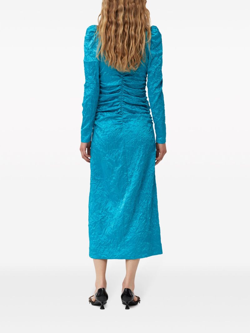 Blue Ruched Midi Dress