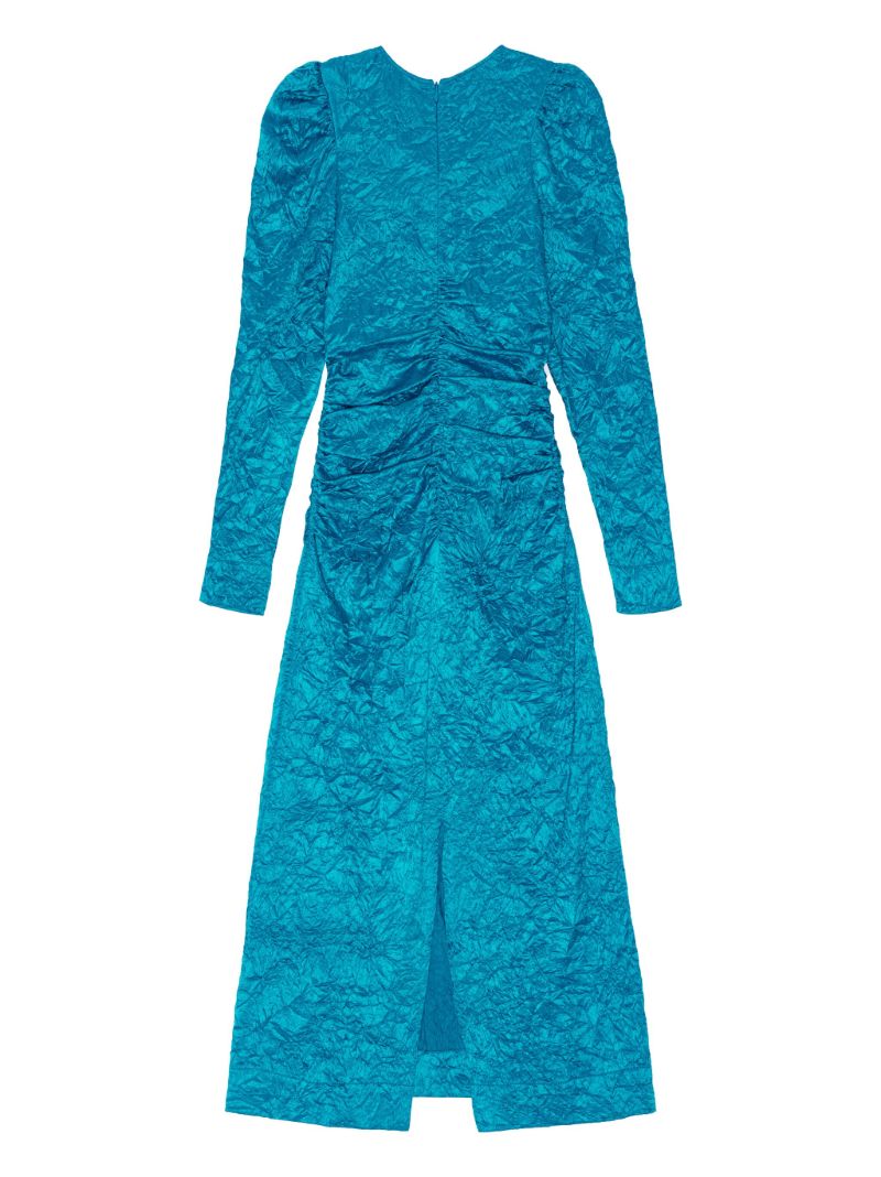 Blue Ruched Midi Dress