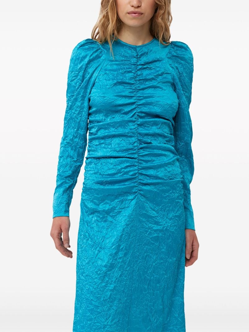 Blue Ruched Midi Dress