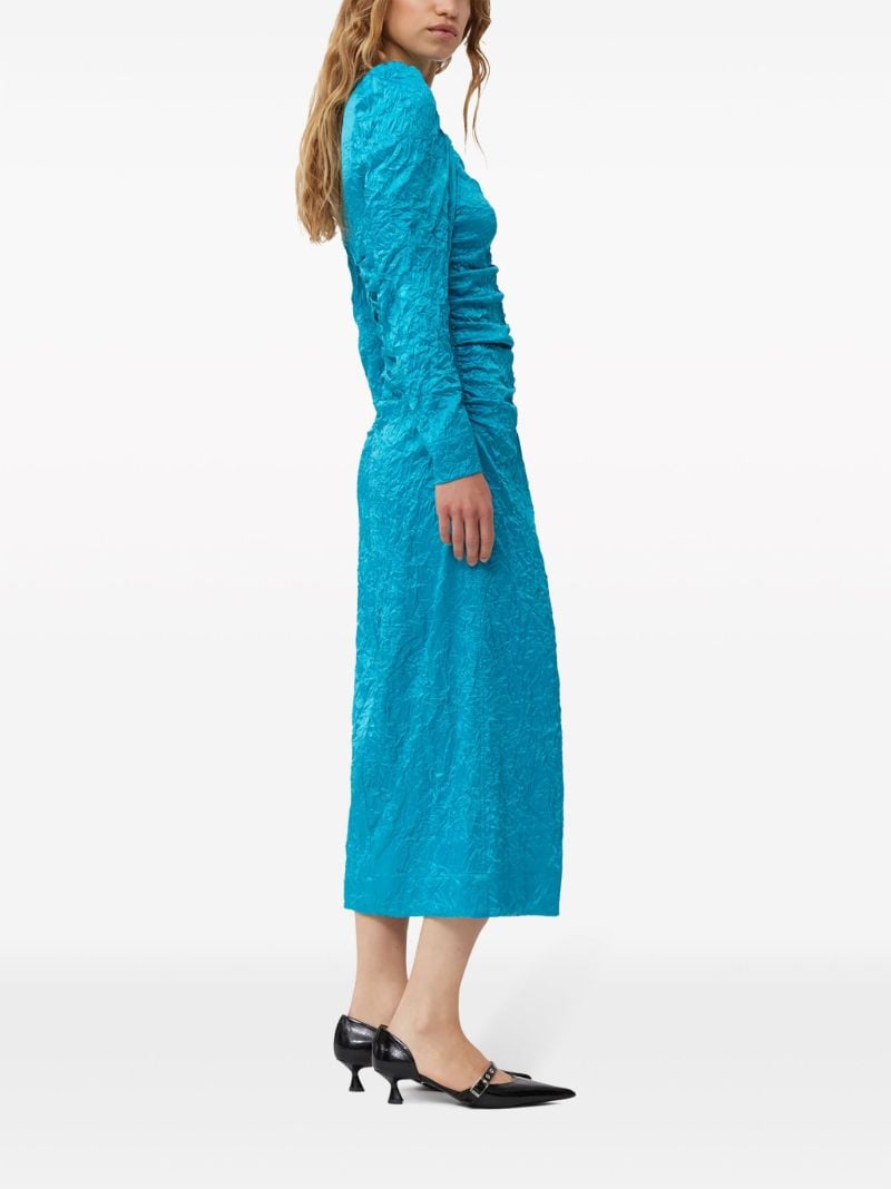 Blue Ruched Midi Dress