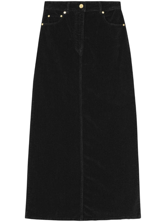 Black Corduroy Midi Skirt