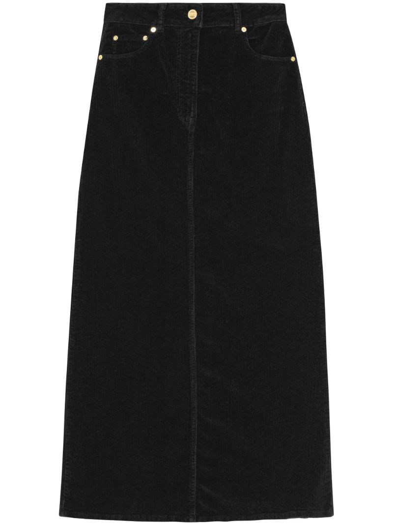 Black Corduroy Midi Skirt
