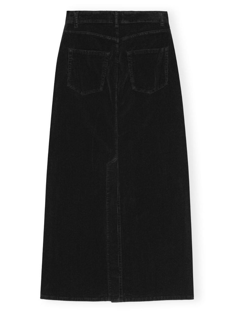Black Corduroy Midi Skirt