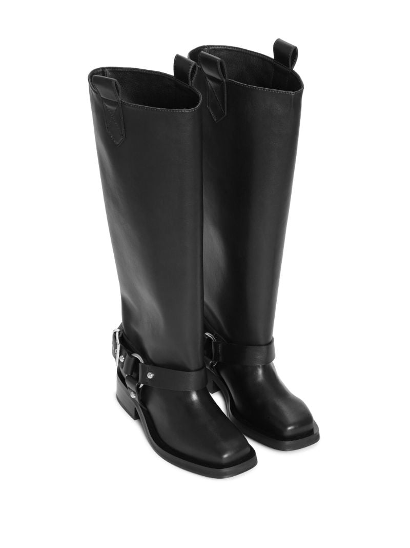 Black Buckled Biker Boots
