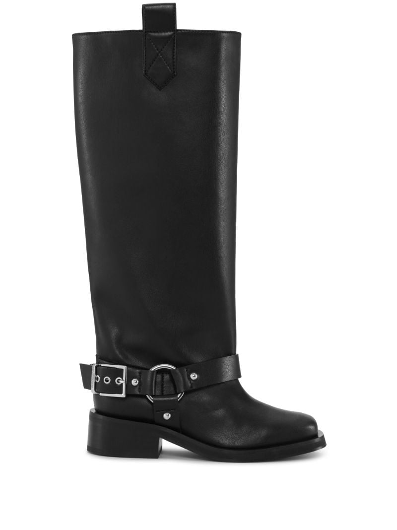 Black Buckled Biker Boots