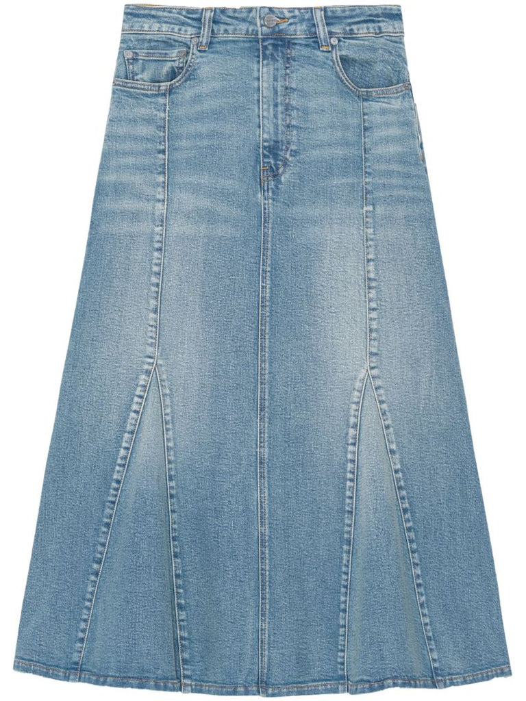 Blue Denim Midi Skirt