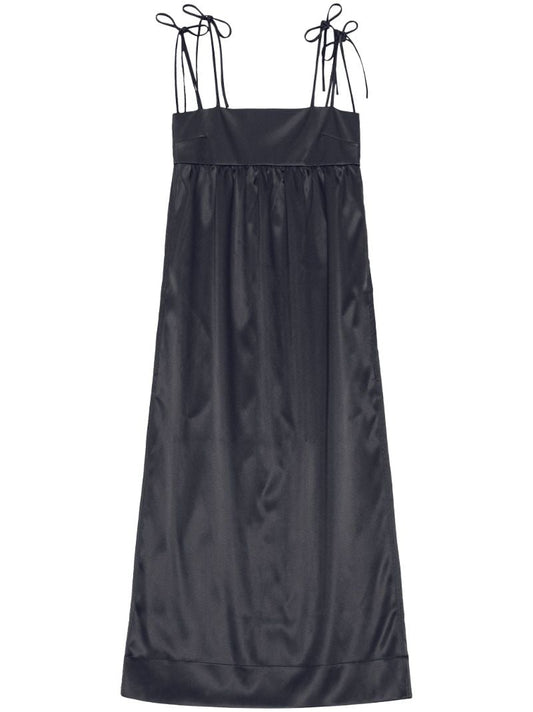 Black Tie-shoulder Maxi Dress
