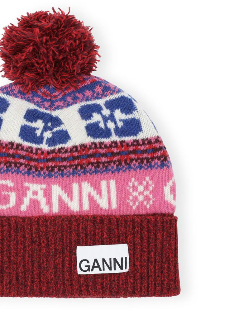 Multicoloured Graphic Wool Beanie Hat
