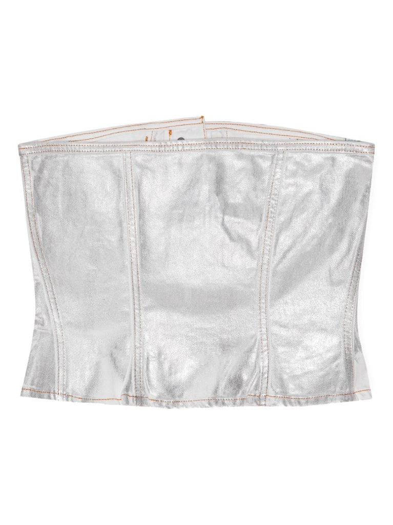 Grey Metallic Crop Top
