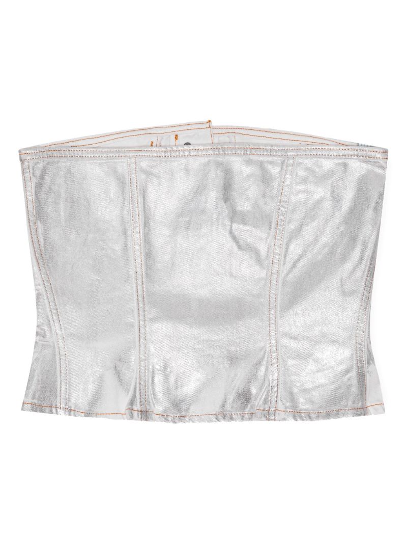 Grey Metallic Crop Top