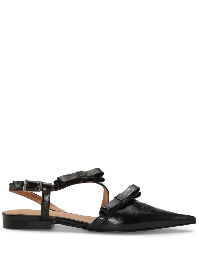 Black Bow Faux-leather Ballet Pumps