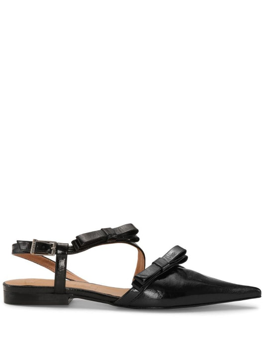 Black Bow Faux-leather Ballet Pumps