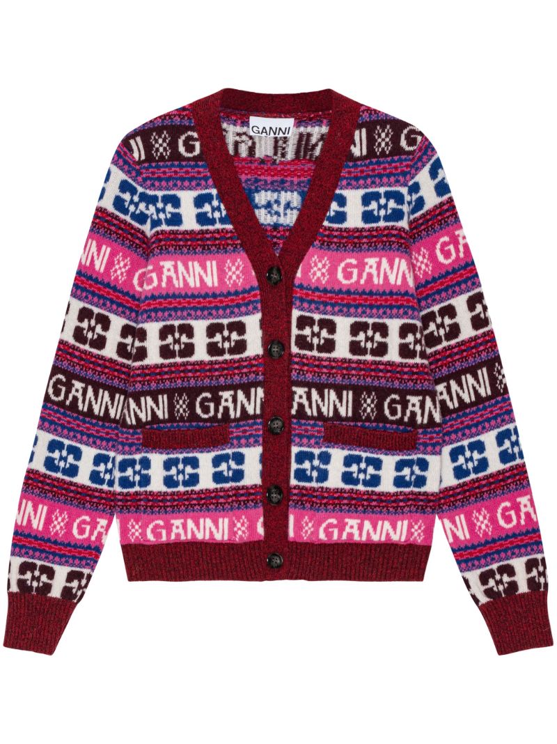 Red Logo-intarsia Cardigan