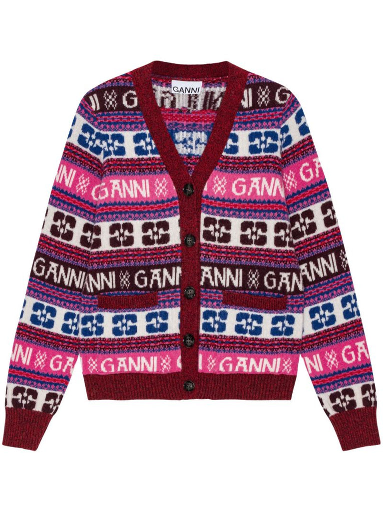 Red Logo-intarsia Cardigan