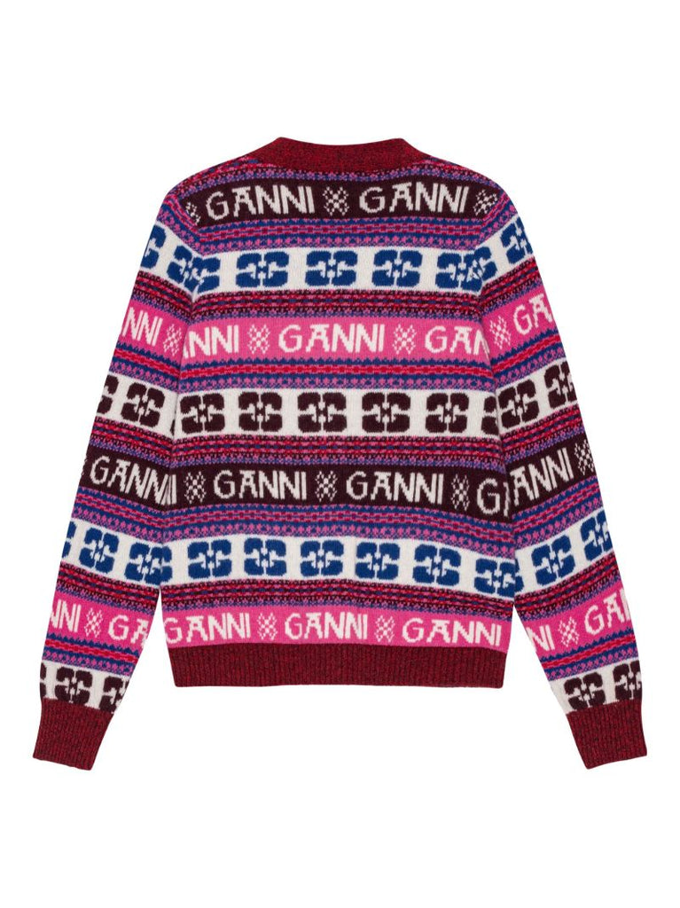 Red Logo-intarsia Cardigan