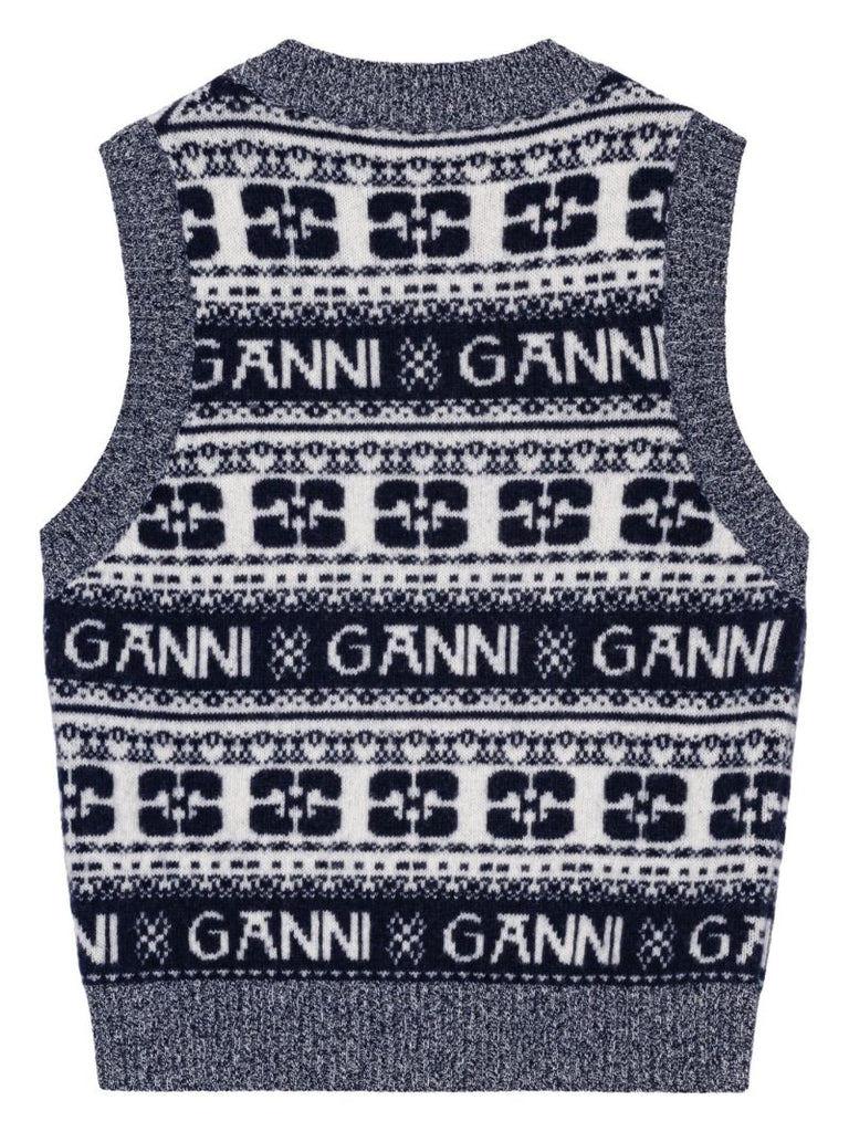 Blue Logo-intarsia Vest