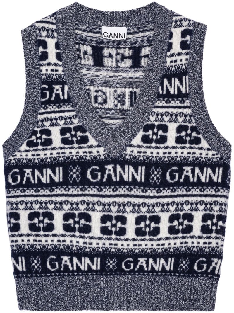 Blue Logo-intarsia Vest