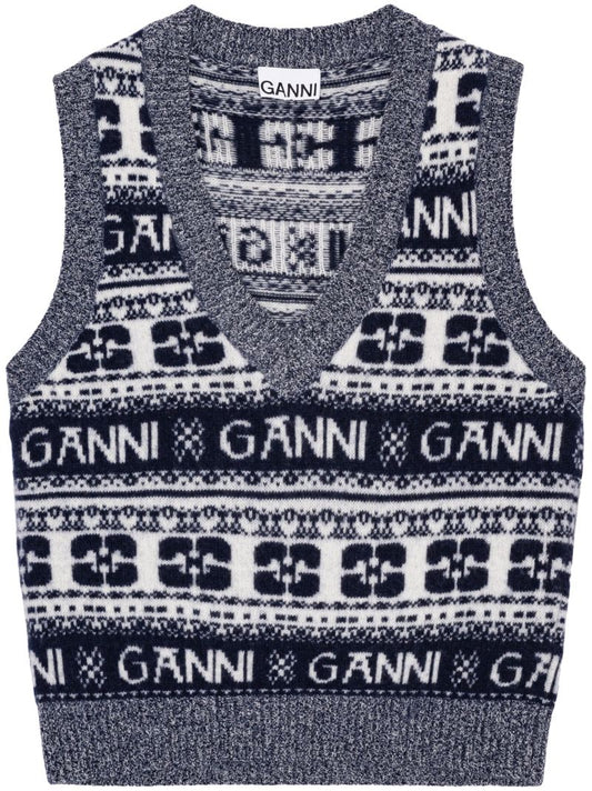 Blue Logo-intarsia Vest