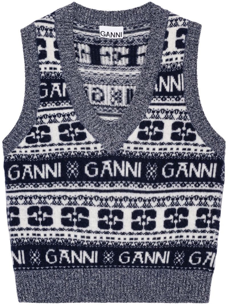 Blue Logo-intarsia Vest