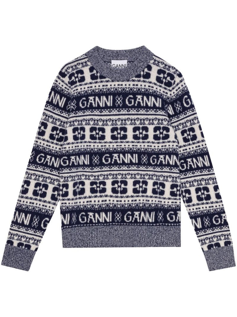 Blue Logo-print Wool Sweater