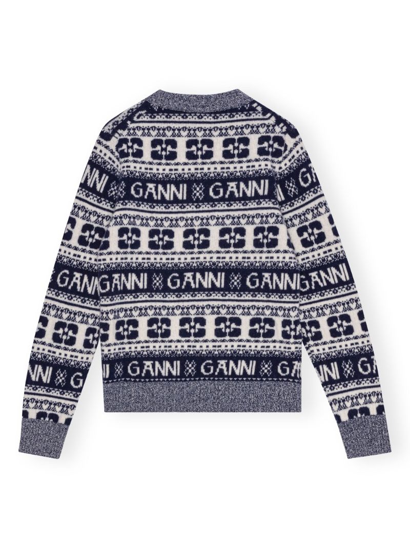 Blue Logo-print Wool Sweater