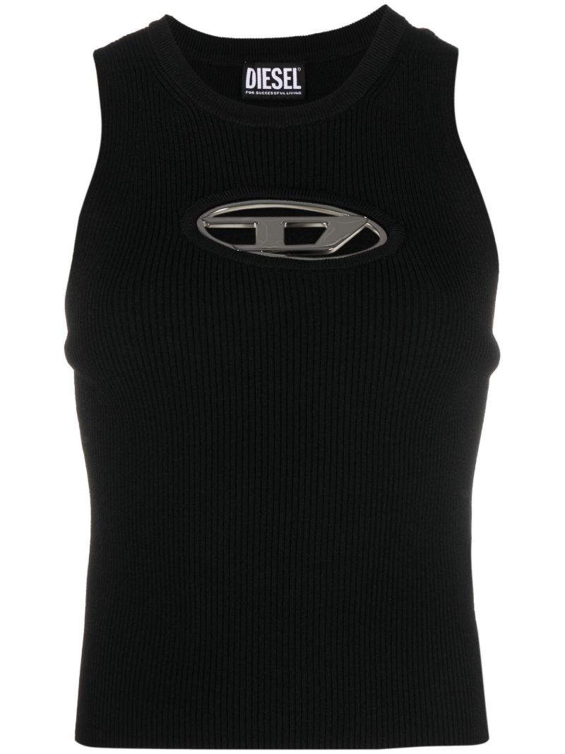 Black Oval-d Cotton-blend Top