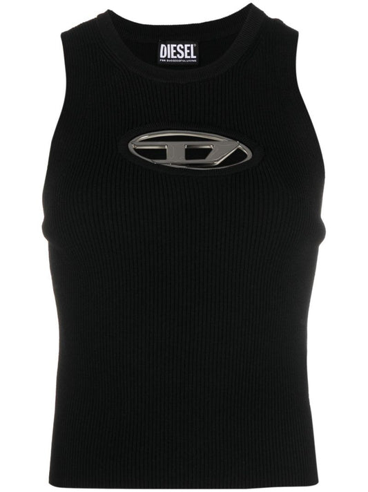 Black Oval-d Cotton-blend Top