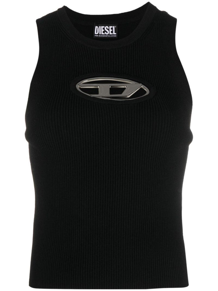 Black Oval-d Cotton-blend Top