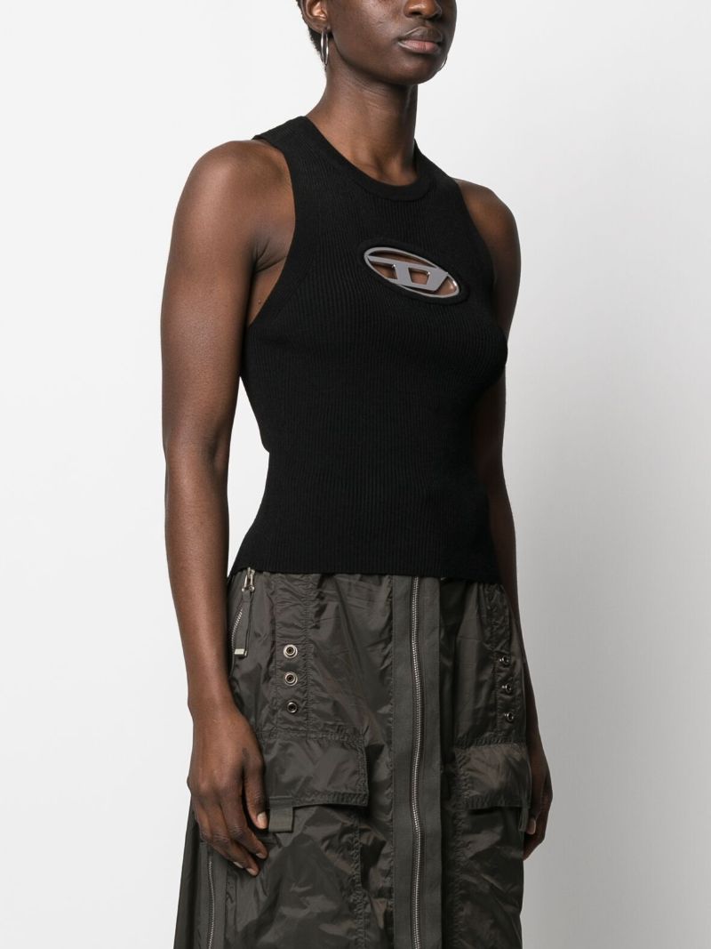 Black Oval-d Cotton-blend Top