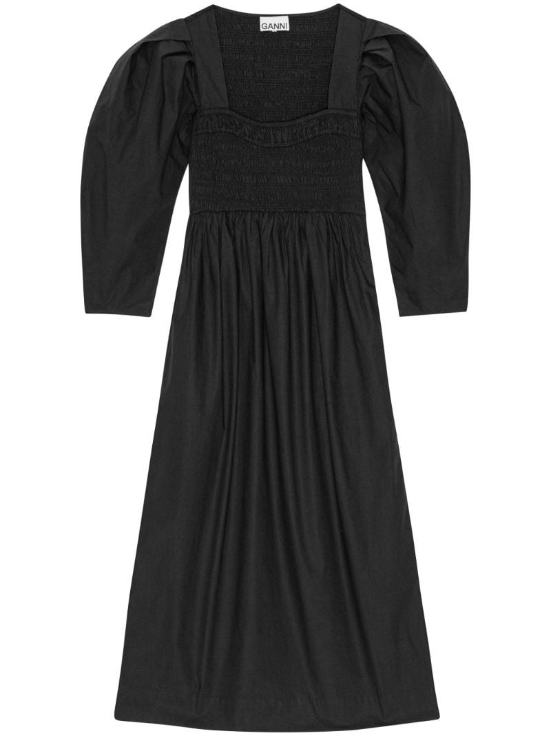 Black Puff-sleeve Midi Dress