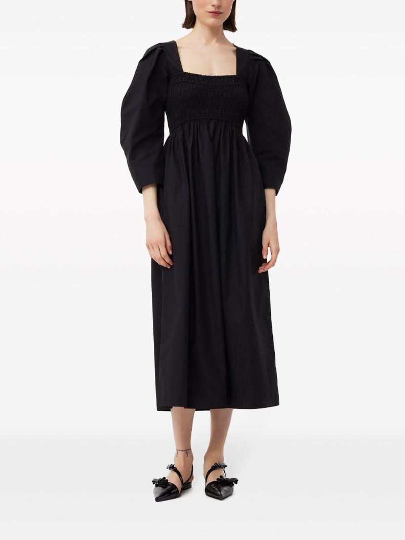 Black Puff-sleeve Midi Dress