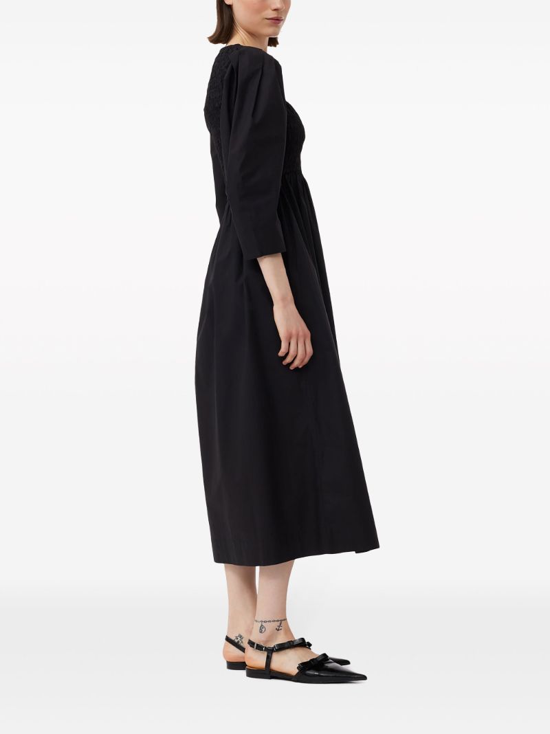 Black Puff-sleeve Midi Dress
