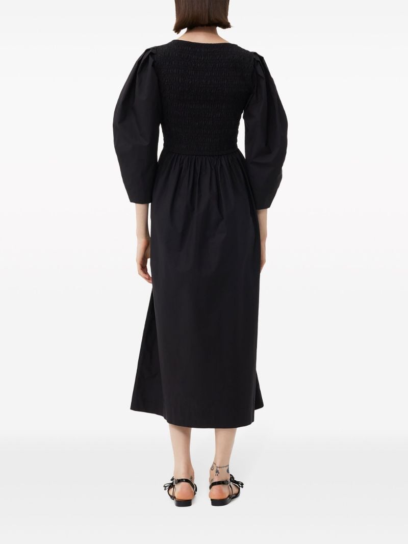 Black Puff-sleeve Midi Dress